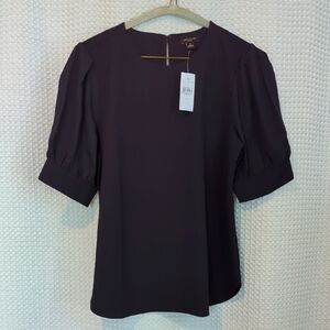 NWT SZ SP Ann Taylor Navy Puff Sleeve Blouse